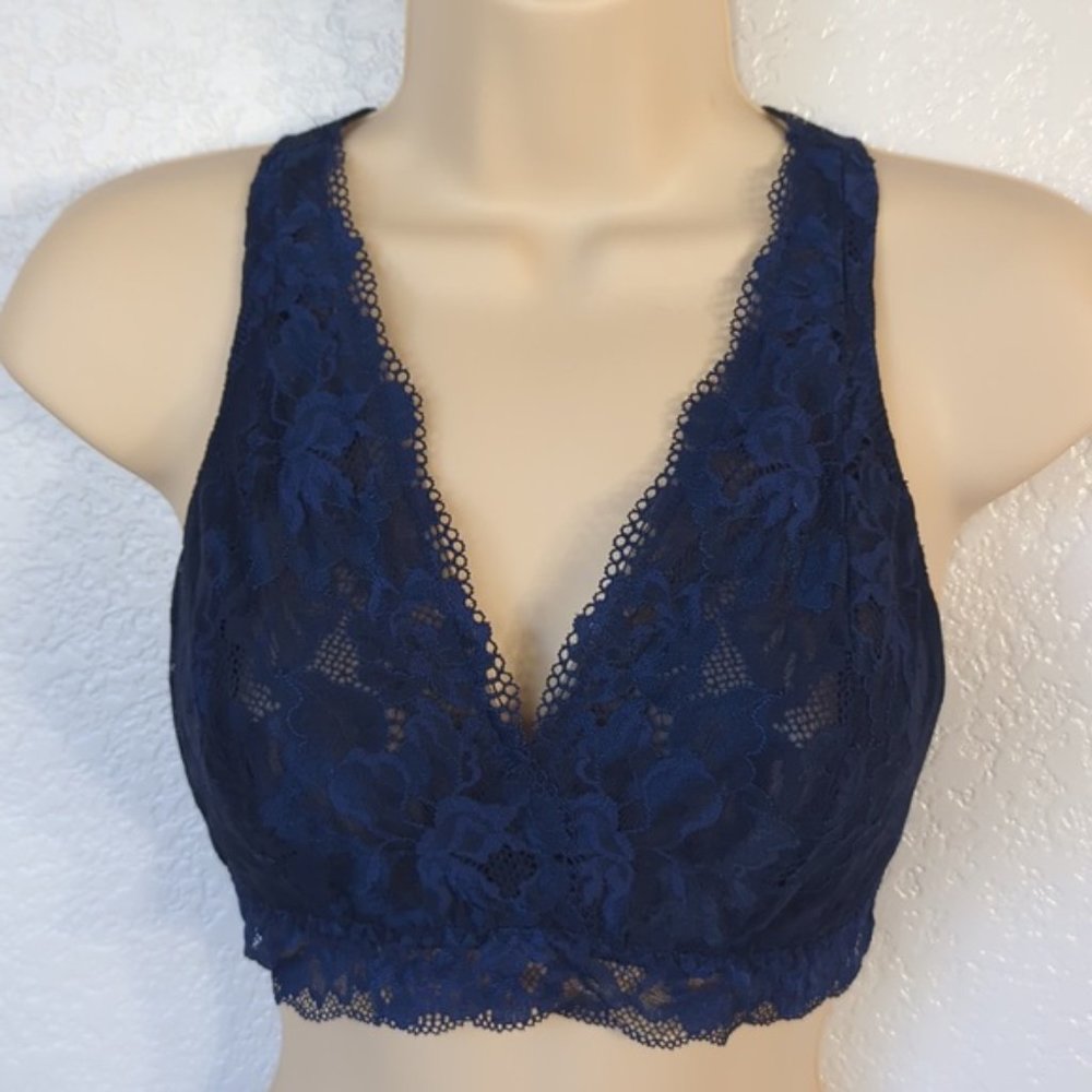 🌷Soma Size M Bralette Navy Embraceable Signature Lace Back Detail